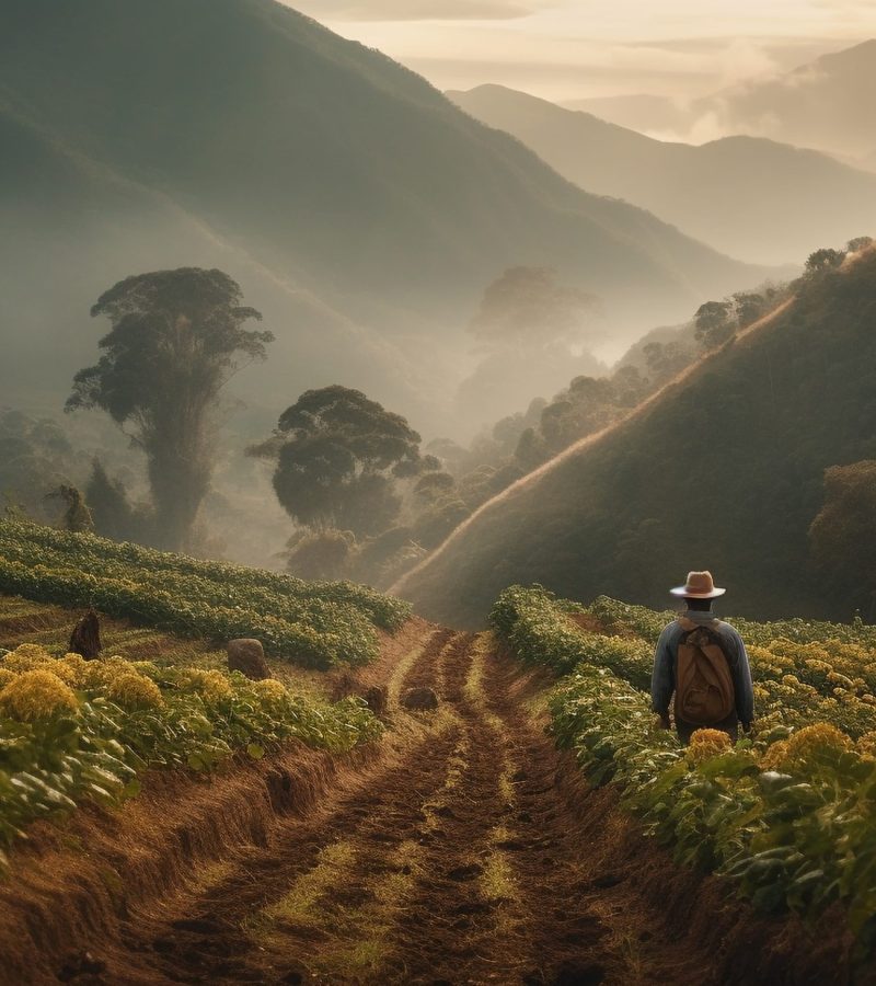 One farmer working in tranquil autumn meadow generated by artificial intelligence